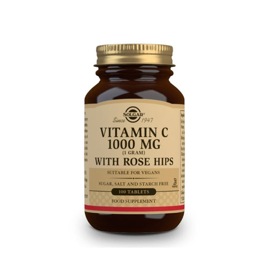 SOLGAR Rose Hips C 1000mg Vitamina C con Escaramujo (100 Comprimidos)-1