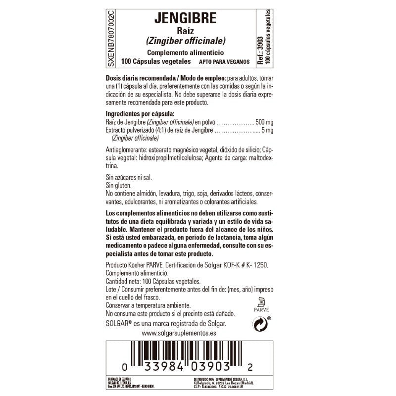 SOLGAR Jengibre 100 cápsulas Vegetales-2