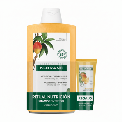 Klorane Coffret Shampooing nutritif au mangue 400 ml + après-shampooing 50 ml offert