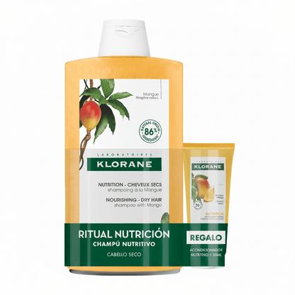 Klorane Coffret Shampooing nutritif au mangue 400 ml + après-shampooing 50 ml offert
