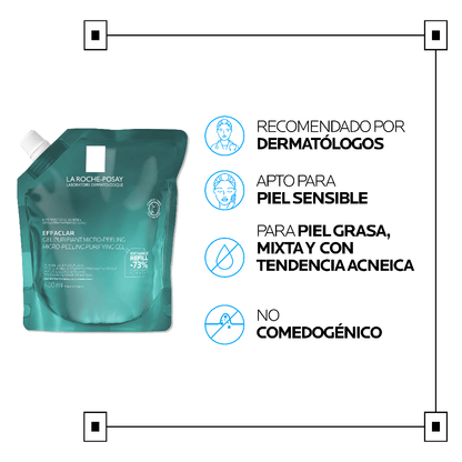 La Roche-Posay Effaclar gel detergente microesfoliante pelle grassa refill 400 ml