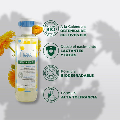 KLORANE BÉBÉ Gel Limpiador Suave Caléndula Cuerpo y Cabello 500ml-4