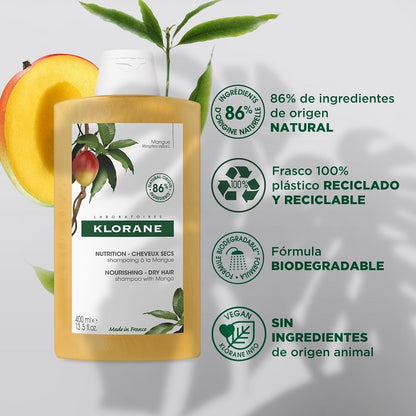 KLORANE Champú al Mango Nutritivo 400ml-3