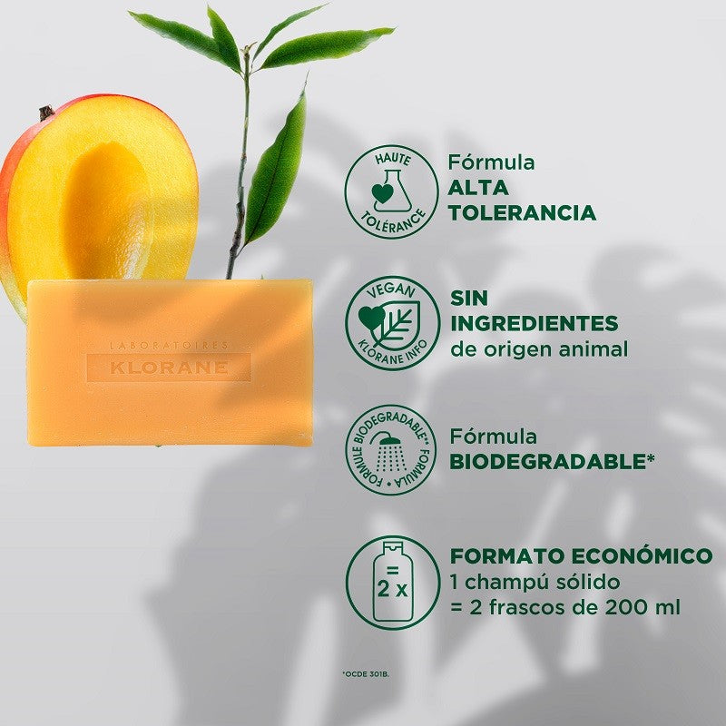 KLORANE Champú Sólido al Mango 80gr-2