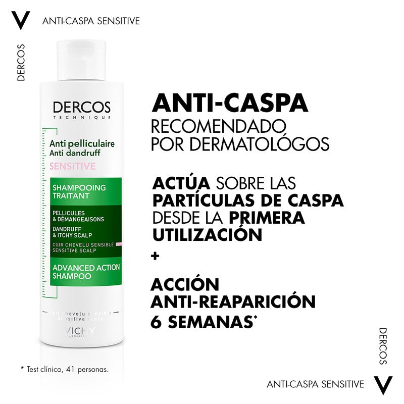 VICHY Dercos Champú Anticaspa Sensitive 200ml-6