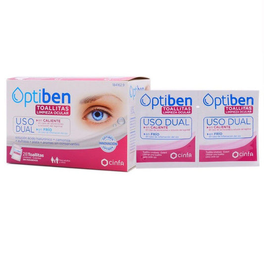 OPTIBEN Toallitas Limpieza Ocular Uso Dual 28 unidades-1