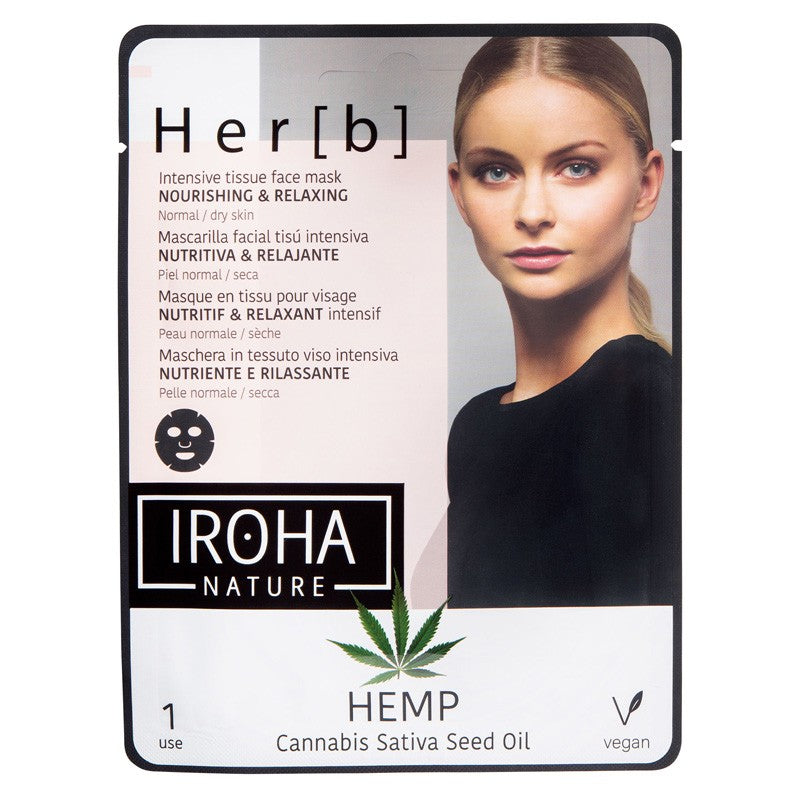 IROHA NATURE Mascarilla Facial Nutritiva y Relajante con Aceite de Semillas de Cáñamo-1