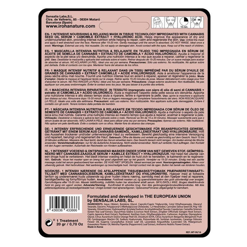 IROHA NATURE Mascarilla Facial Nutritiva y Relajante con Aceite de Semillas de Cáñamo-2