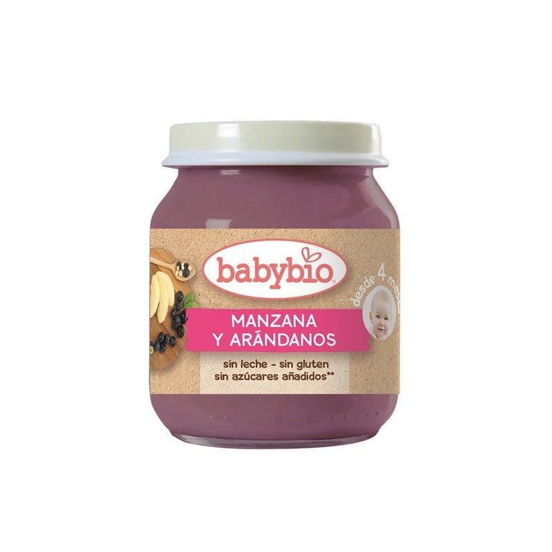 BABYBIO Tarrito de Fruta BIO Manzana y Arandanos +4m 130g-1