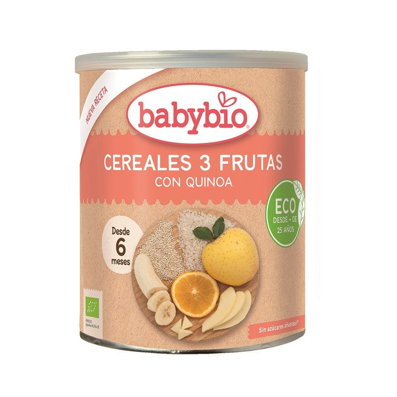 BABYBIO Cereales 3 Frutas con Quinoa BIO +6m 220g-1