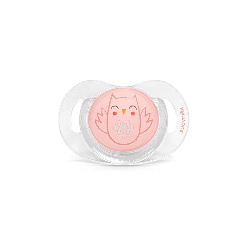 SUAVINEX Chupete Premium Bonhomía Tetina Silicona Fisiológica 0-6 Meses (Búho Rosa)-1