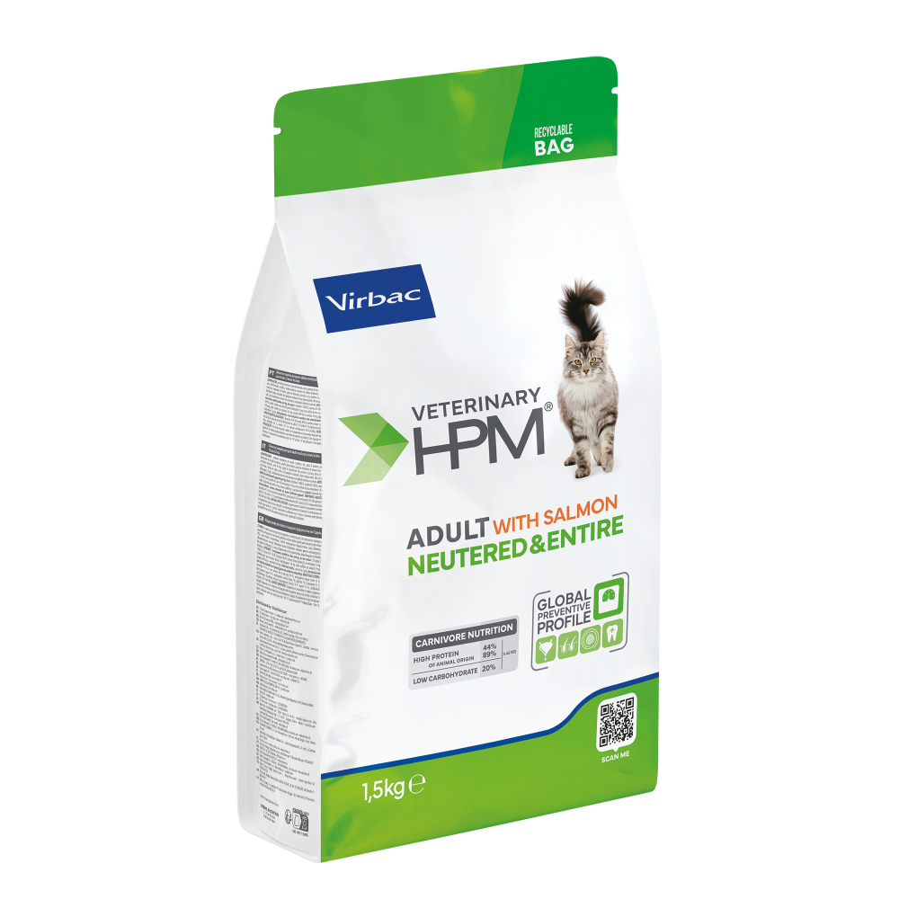 Virbac HPM Adult Kastriert & Ganz Trockenfutter Lachs 1,5Kg