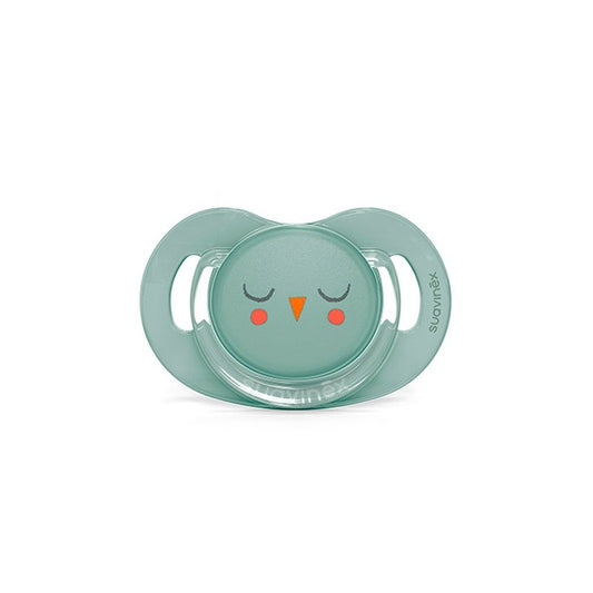 SUAVINEX Chupete Premium Bonhomía Tetina Silicona Fisiológica +18 Meses (Búho Verde)-1