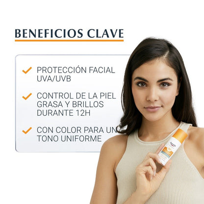 EUCERIN Oil Control SPF50+ con Color Medio Toque Seco Gel-Crema Solar Facial 50ml