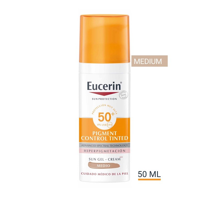 EUCERIN Pigment Control SPF50+ con Color Medio Gel-Crema Solar Facial 50ml-2