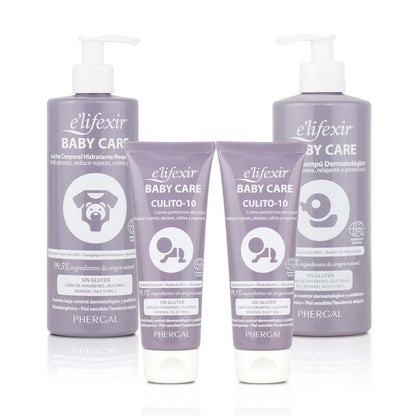 ELIFEXIR Baby Care Canastilla Gel champú + Leche corporal+ Crema Zona del Pañal-10