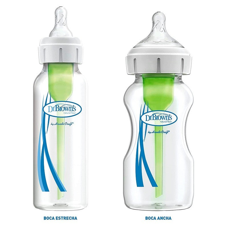 Dr. BROWN'S Biberón Anticólico Boca Ancha Options+ Rosa Flores +0 meses 270ml-6