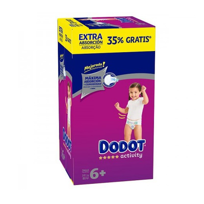 Dodot Activity Extra Box Ahorro 35% Gratis Talla 6+ 88 Uds-1