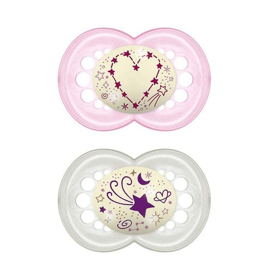 MAM Sucette Tétine Silicone Nuit +6 x2 (Rose)