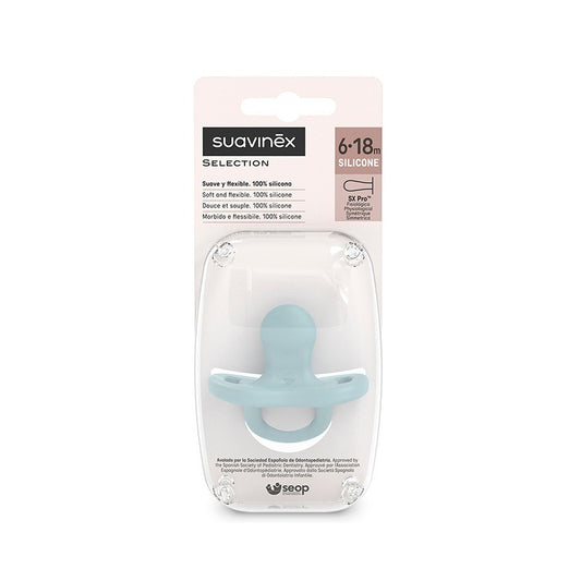 SUAVINEX Sucette tout silicone SX Pro Physiologique 6-18 mois (Bleu)