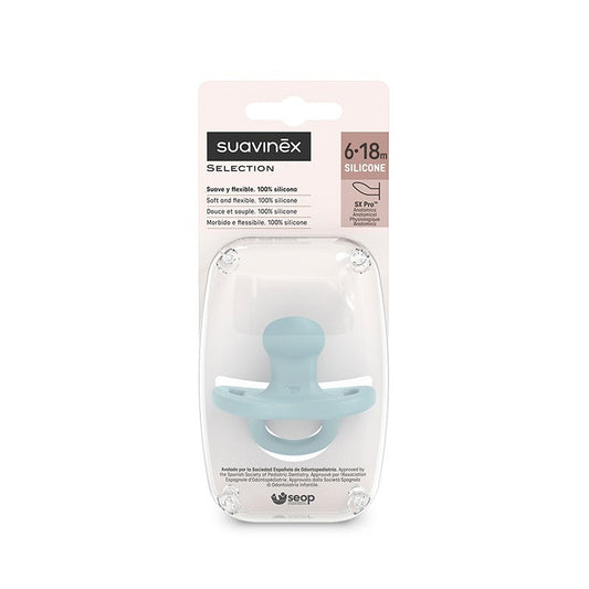 SUAVINEX Sucette tout silicone SX Pro Anatomique 6-18 mois (Bleu)