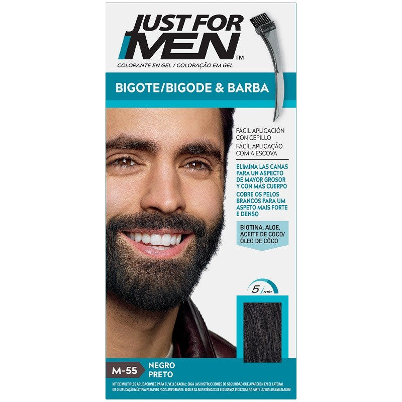 JUST FOR MEN Bigote y Barba Color Negro M-55 (15ml)-2