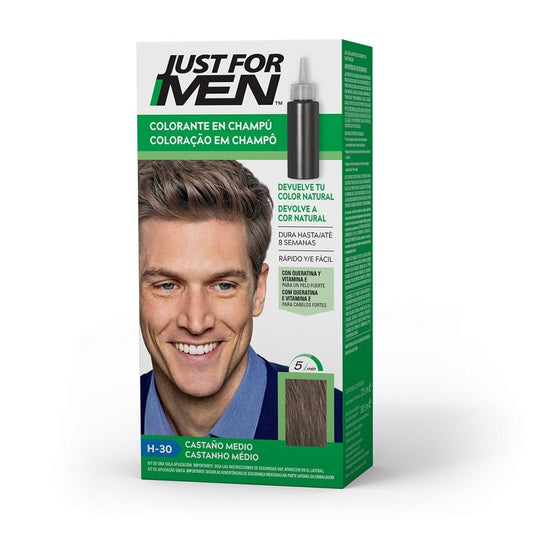 JUST FOR MEN Colorante en Champú Castaño Medio H-30 (30ml)-1
