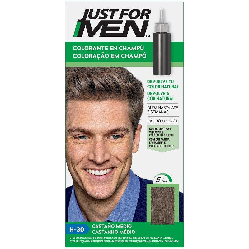 JUST FOR MEN Colorante en Champú Castaño Medio H-30 (30ml)-2