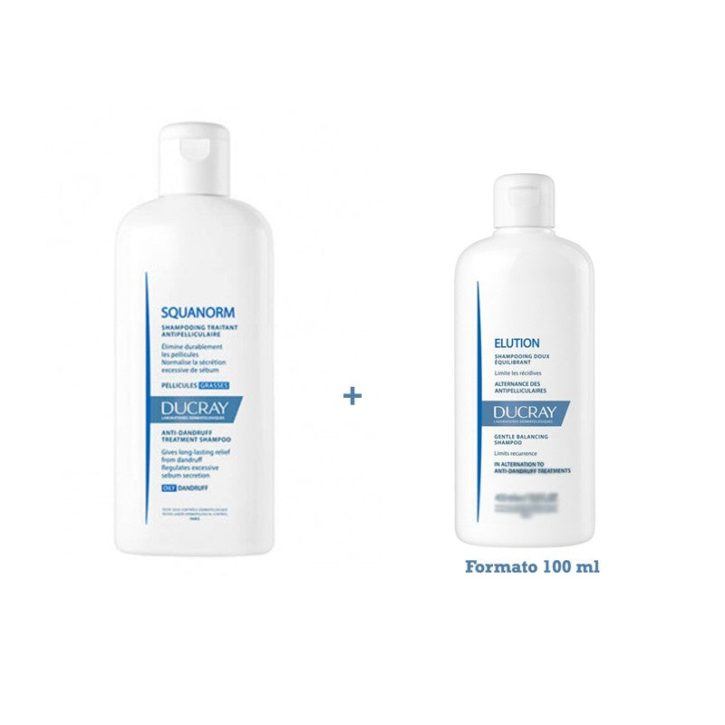 DUCRAY Squanorm Champú Anticaspa Caspa Grasa 200ML + Ducray Champú Elucion 100 ml REGALO-1