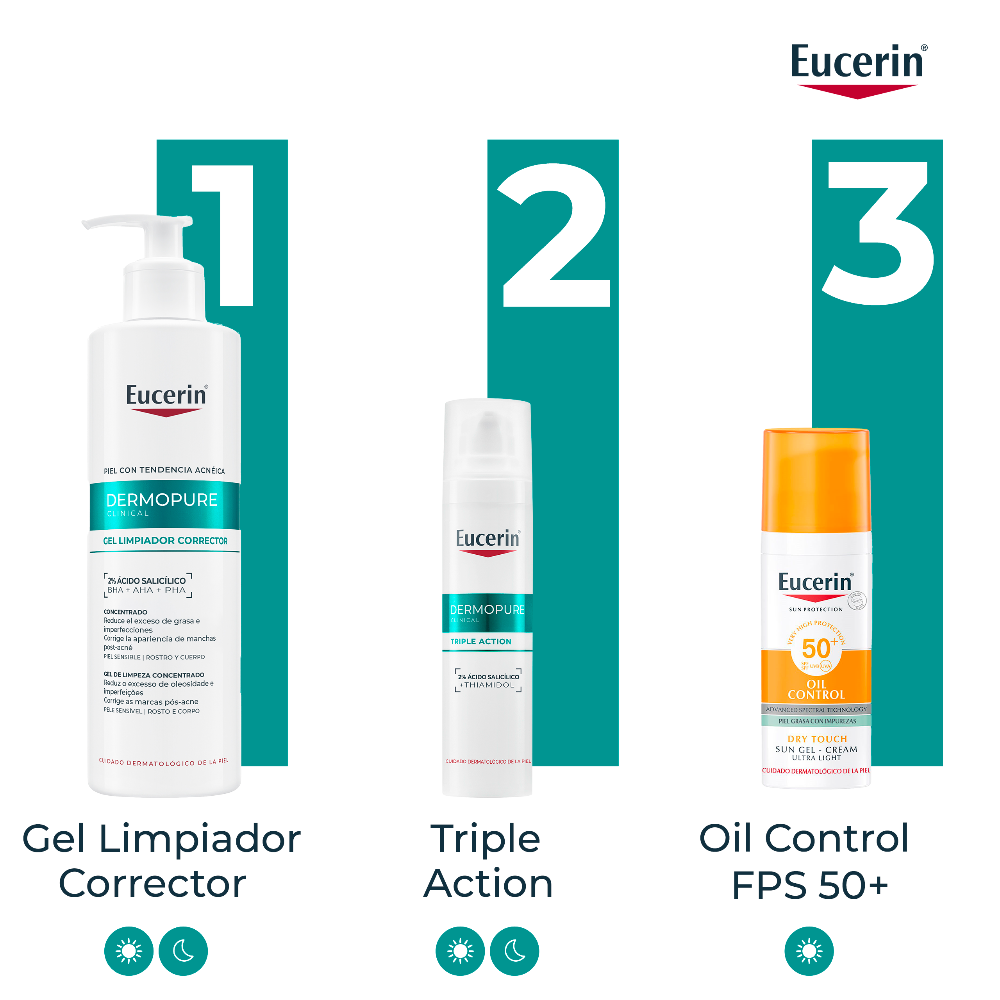 EUCERIN DermoPure Oil Control Pack Gel Detergente 150ml + Siero 40ml + Gel-Crema Solare 50ml