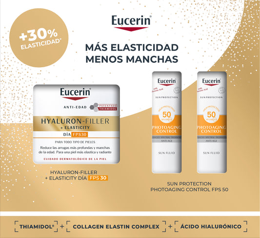 Eucerin Pack Antiedad Hyaluron-Filler Elasticity Día FPS 30 50ml + 2 Minis Photoaging 5ml