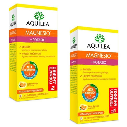 AQUILEA Magnesio + Potasio Sabor Naranja Duplo 2x28 Comprimidos Efervescentes-1