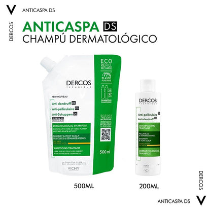 VICHY Dercos Champú Anticaspa Cabello Seco ECO RECARGA Duplo 2x500ml-6