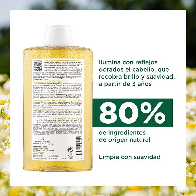 KLORANE Champú Camomila Reflejos Rubios DUPLO 2x400ml-2