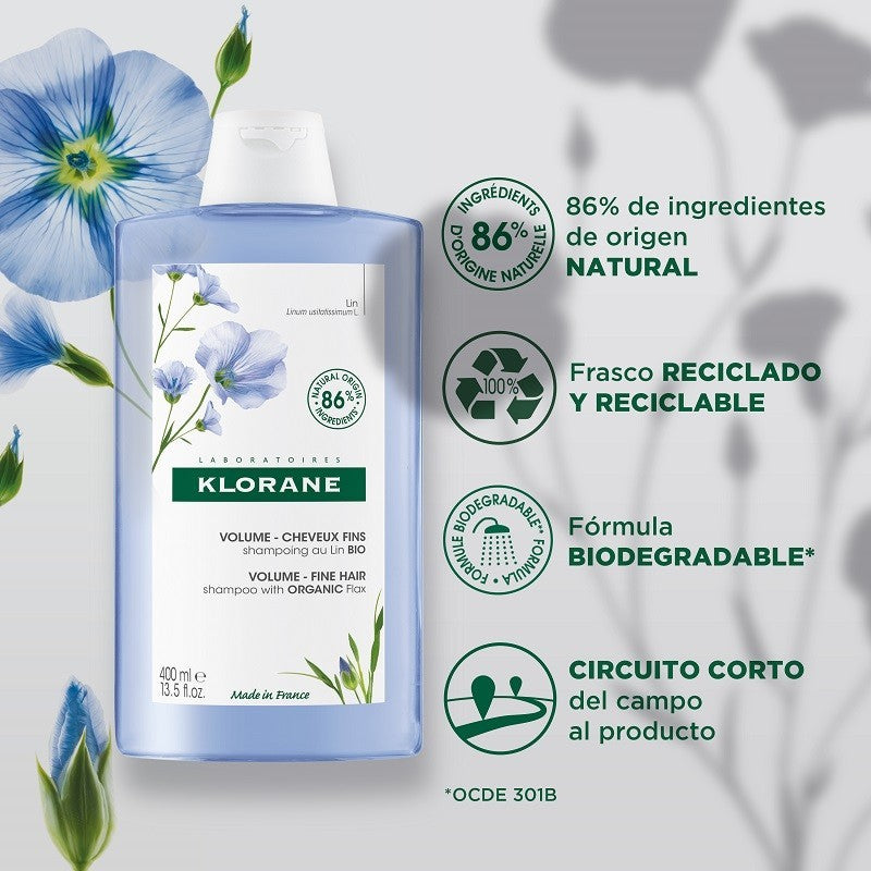 KLORANE Champú al Lino BIO DUPLO 2x400ml-4