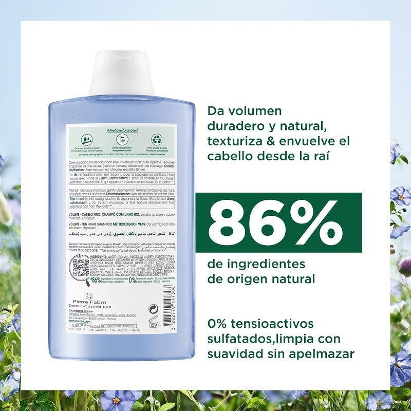 KLORANE Champú al Lino BIO DUPLO 2x400ml-3