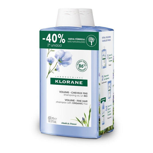 KLORANE Champú al Lino BIO DUPLO 2x400ml-1