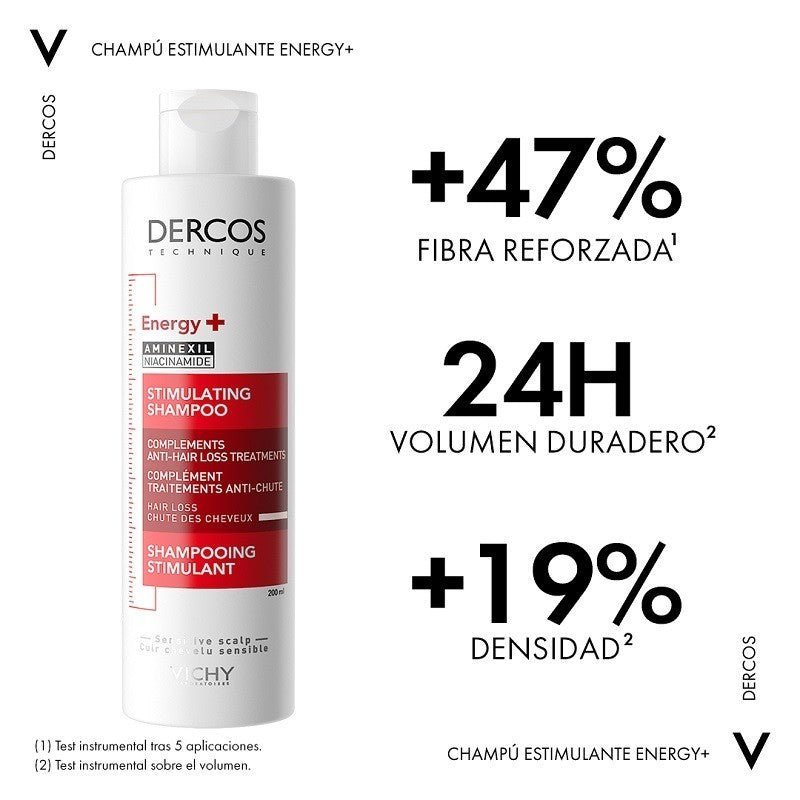 VICHY Dercos Champú Anticaída Estimulante Energizante DUPLO 2x200ml-8