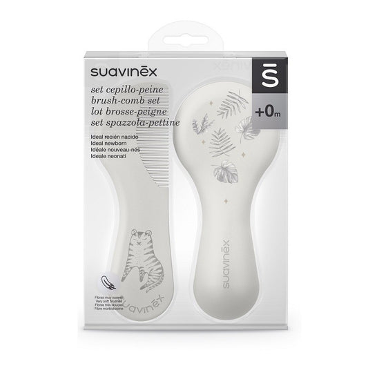 SUAVINEX Ensemble Brosse et Peigne Nouveau-Né Blanc 0+m
