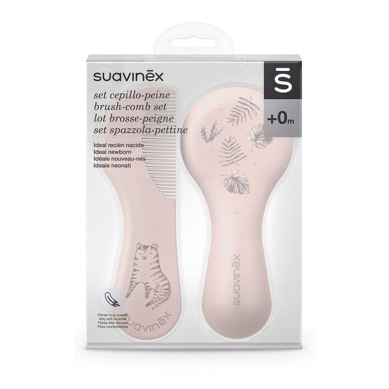 SUAVINEX Set Cepillo y Peine Recién Nacido Rosa 0+m-1