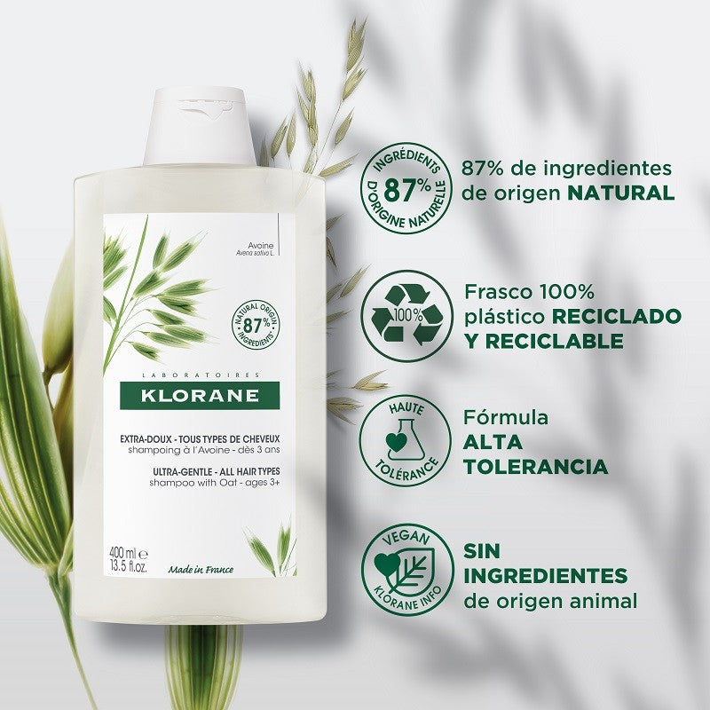 KLORANE Champú a la Leche de Avena 400ml-3