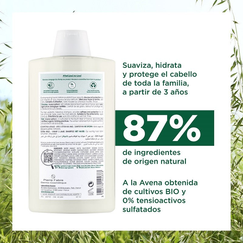 KLORANE Champú a la Leche de Avena 400ml-4