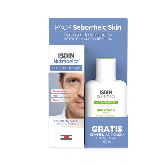 Pack ISDIN Nutradeica Gel Crème Visage Peau Séborrhéique 50 ml + Shampoing Mini Format Cadeau