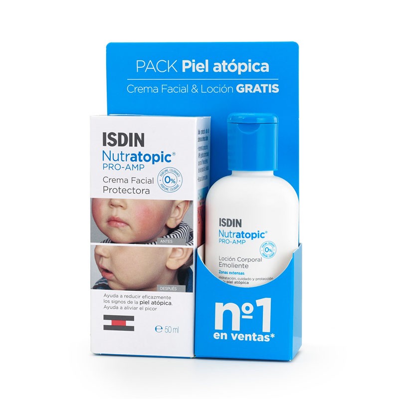 ISDIN Pack Nutratopic Pro-AMP Crema Facial 50ml + Loción Corporal GRATIS-1