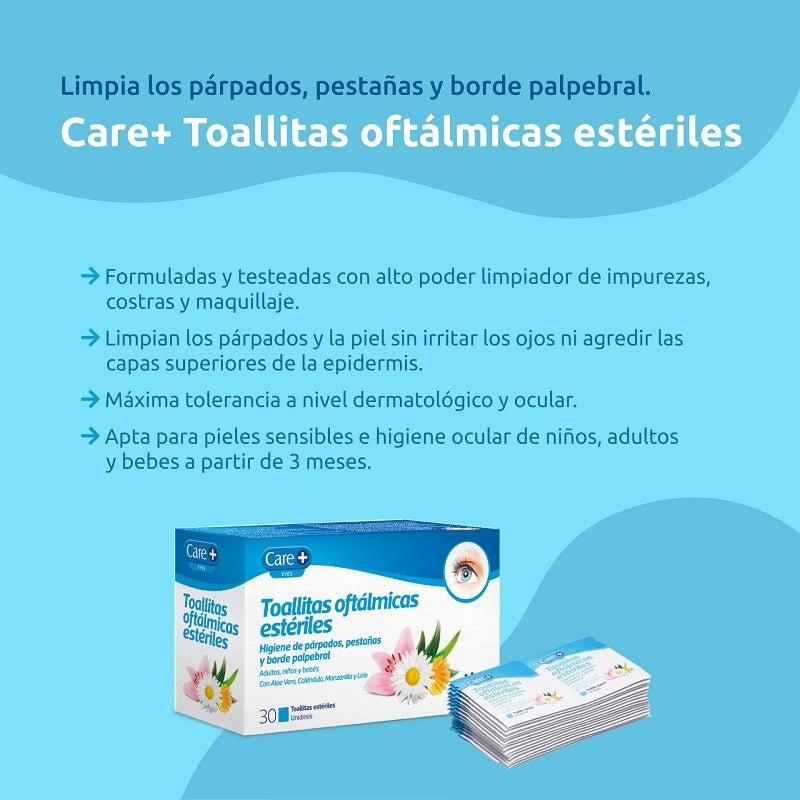 CARE+ Toallitas Oftálmicas Estériles 30 toallitas-2