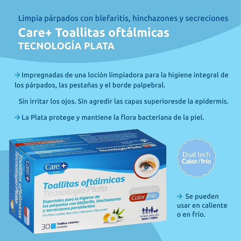CARE+ Toallitas Oftálmicas Tecnología Plata 30 toallitas-4
