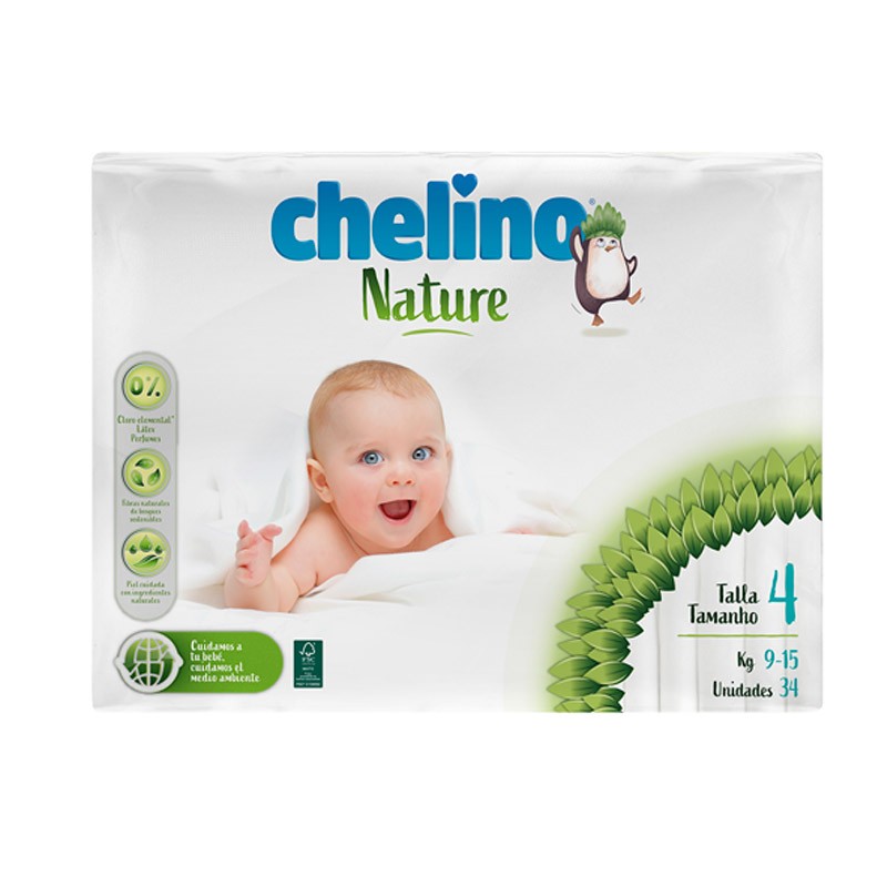 CHELINO Nature Pañales Talla 4 de 9 a 15 kilos 34 uds-1