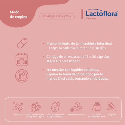 LACTOFLORA Ciscare Protector con Arándanos Molestias Urinarias 15 cápsulas-4