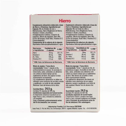 Zentrum Hierro 45 Cápsulas Vegetales-3