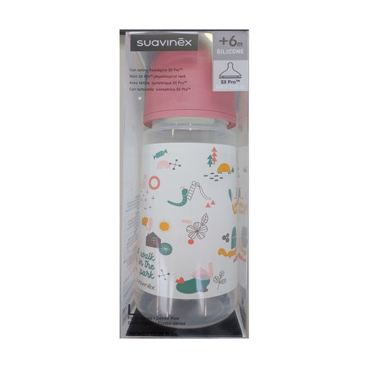 SUAVINEX Biberon 360 ml Tétine Physiologique SX Pro Débit Dense (L) - Rose